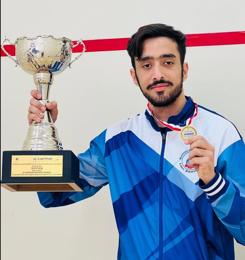 Talha Bin Zubair wins All Pakistan University Squash Championship.